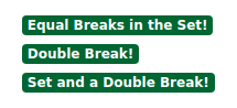 Equal breaks and double break